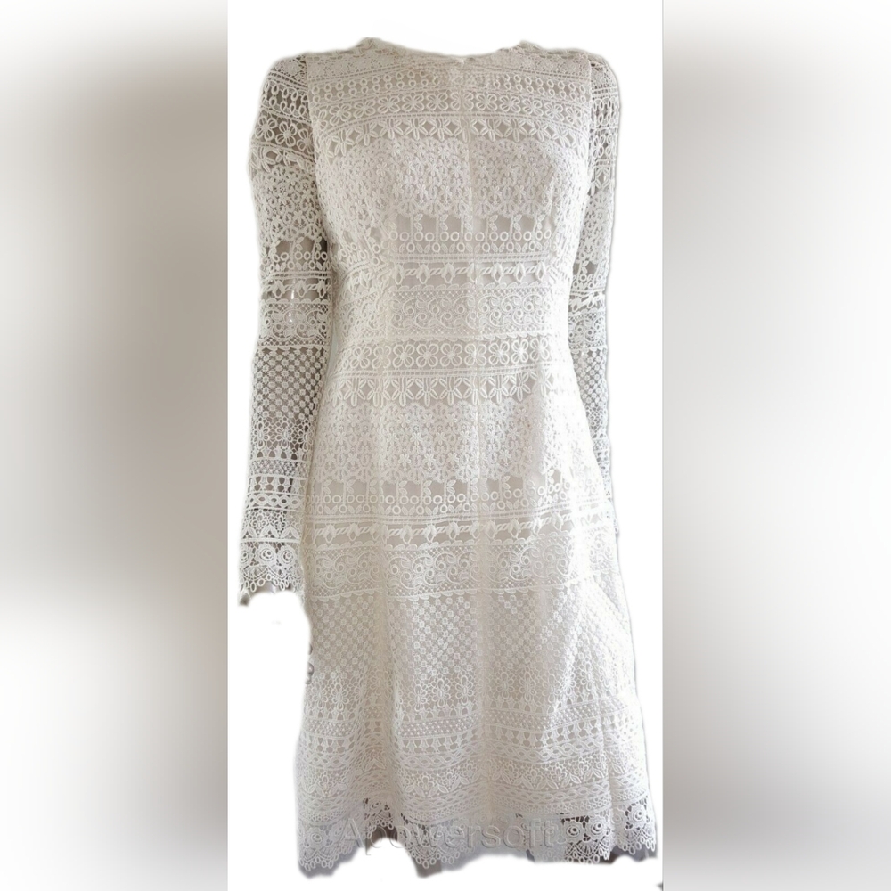 $3,400 NEW OSCAR DE LA RENTA WHT FLORAL LACE RUNWAY DRESS 8